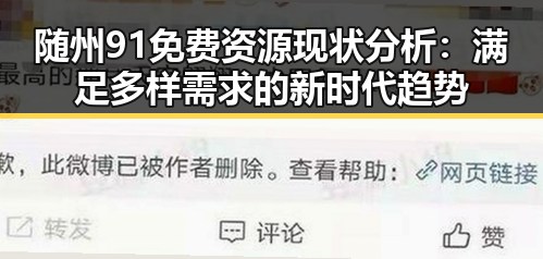 随州91免费资源现状分析：满足多样需求的新时代趋势