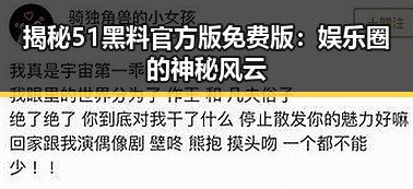 揭秘51黑料官方版免费版:娱乐圈的神秘风云