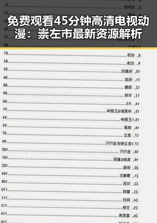 免费观看45分钟高清电视动漫：崇左市最新资源解析