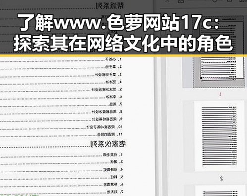 了解 www.色 萝网站17c：探索其在网络文化中的角色