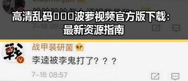 高清乱码🔞❌♋波萝视频官方版下载：最新资源指南