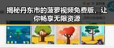 揭秘丹东市的菠萝视频免费版，让你畅享无限资源