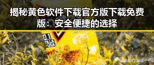 揭秘黄色软件下载官方版下载免费版:安全便捷的选择